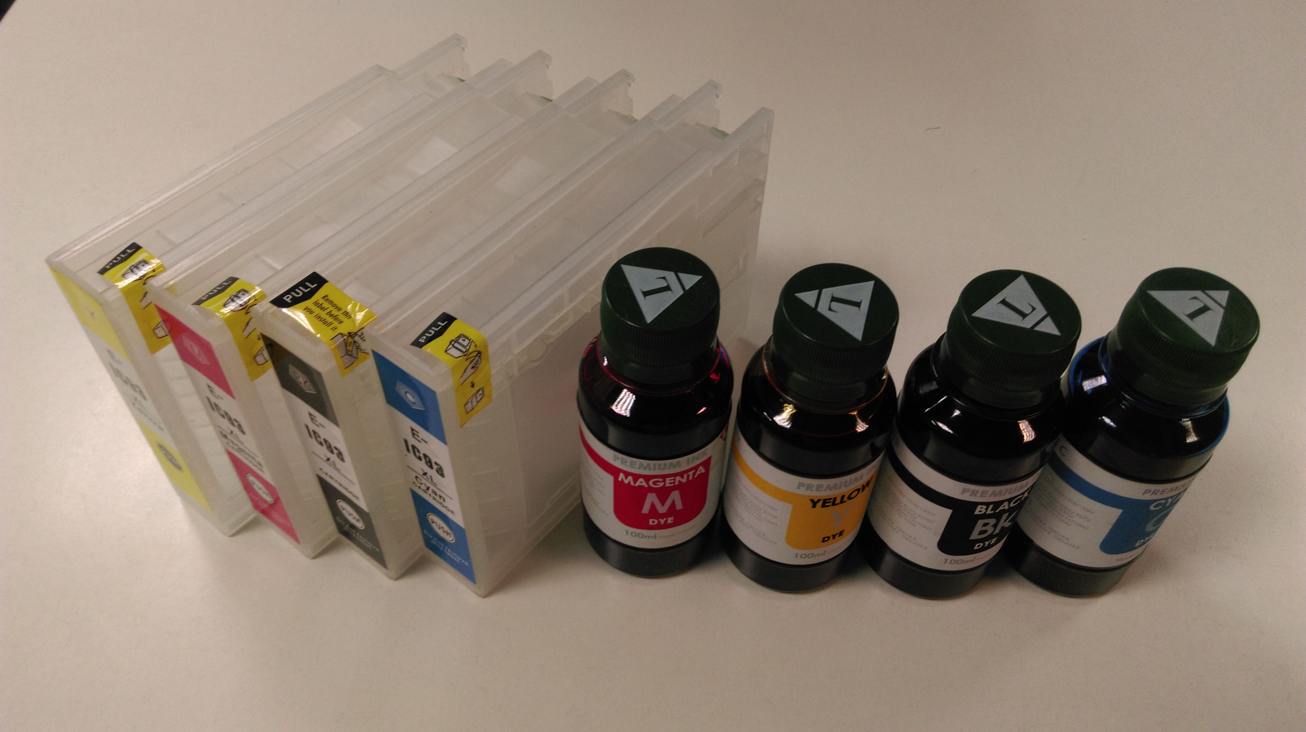 Kompatibilní plnitelné cartridge Epson T7551, T7552, T7553, T7554 + 4x100 ml ink